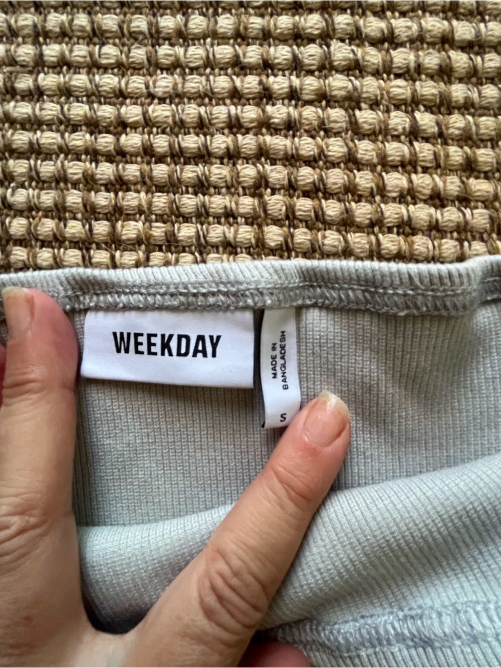 Weekday Slim Ribbed Tee in Gray - Picture 4 of 4